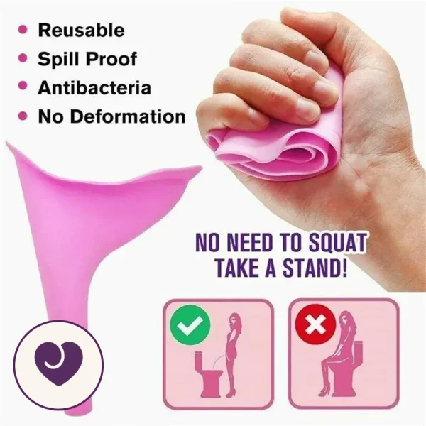 Hot Pink Foldable Reusable Silicone Pee Funnel