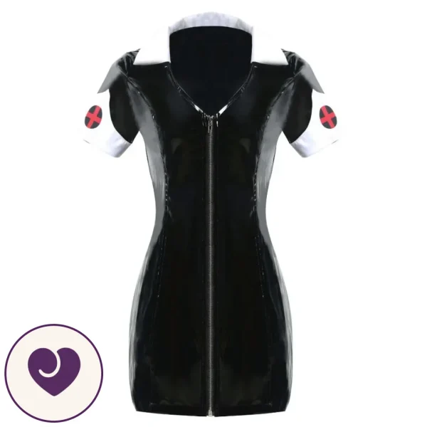 Latex Look Nurse Roleplay Mini Dress