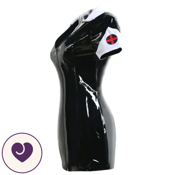 Latex Look Nurse Roleplay Mini Dress