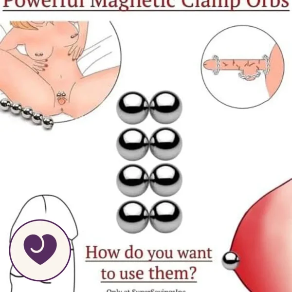Magnetic Steel Ball Clamps for Nipples and Genitals, 2 Pairs