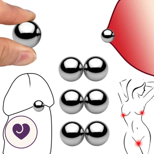 Magnetic Steel Ball Clamps for Nipples and Genitals, 2 Pairs