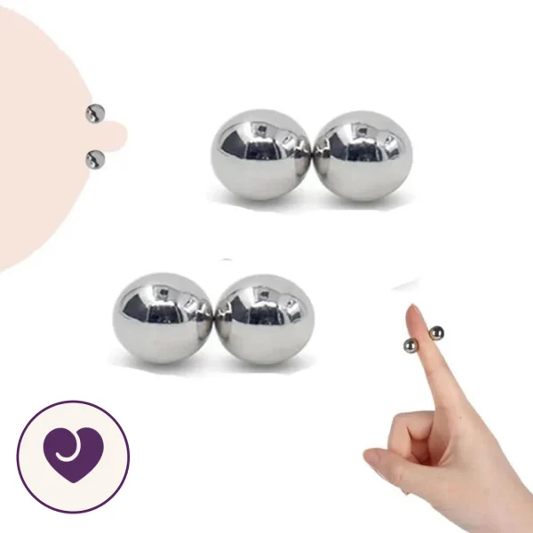 Magnetic Steel Ball Clamps for Nipples and Genitals, 2 Pairs