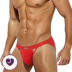 Men's Cutout Sexy Thong with Metal Logo