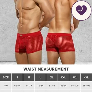 Men's Sheer Red Mesh Lingerie Boxers
