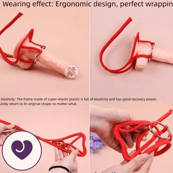 Metal Cock Ring and Cotton Rope Waist Band