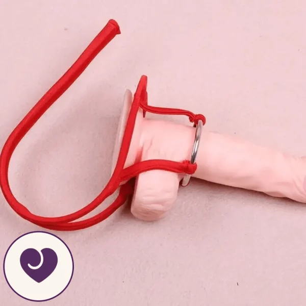 Metal Cock Ring and Cotton Rope Waist Band
