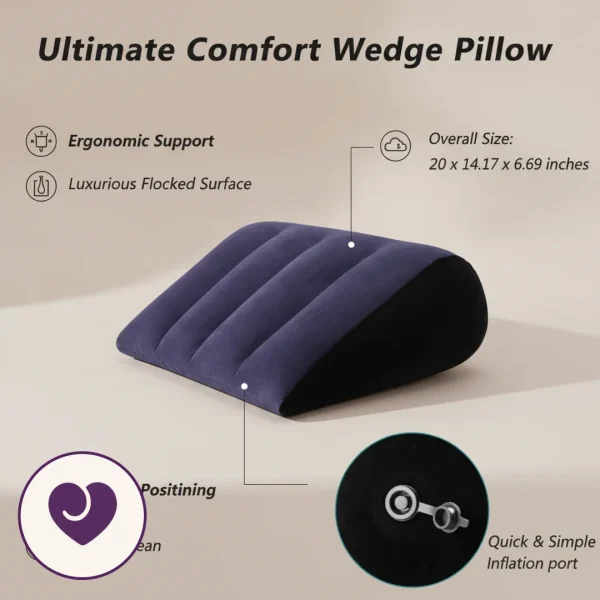 Navy Blue Inflatable Position Wedge with Flocked Cover