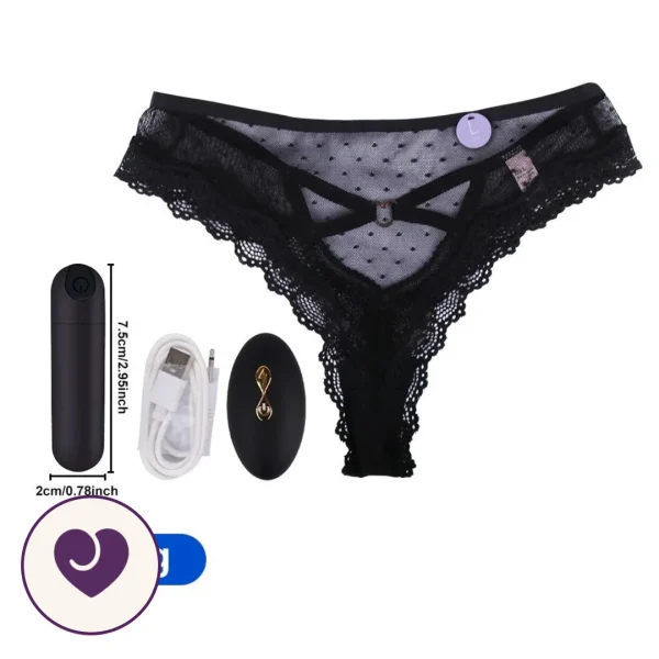 Polka Dot Lace Thong With Wireless Remote Vibrator
