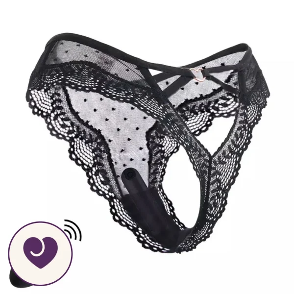 Polka Dot Lace Thong With Wireless Remote Vibrator
