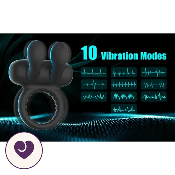 Rabbit Ear Vibrating Cock Ring with 10 Modes