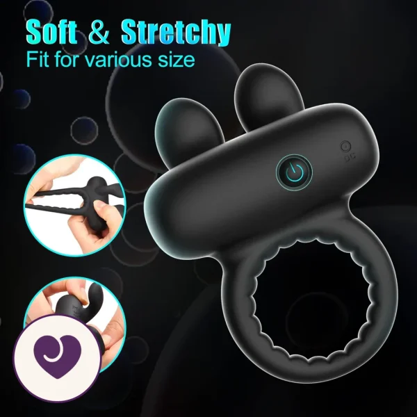Rabbit Ear Vibrating Cock Ring with 10 Modes