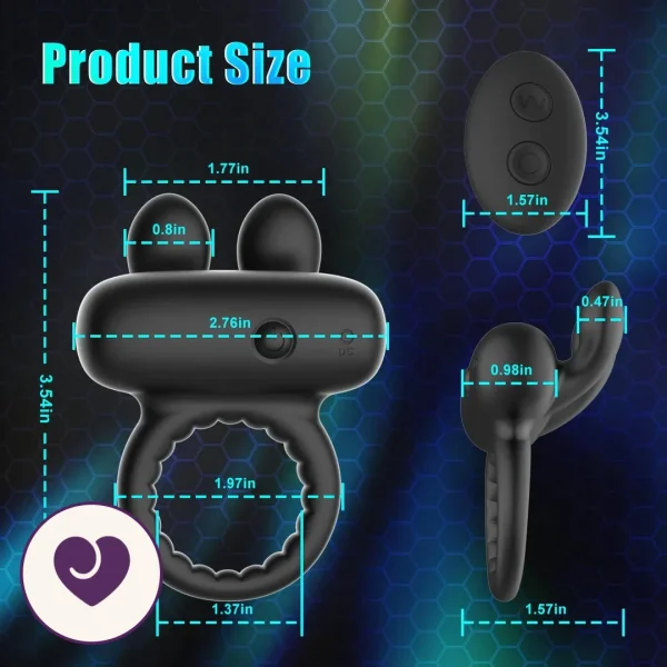 Rabbit Ear Vibrating Cock Ring with 10 Modes