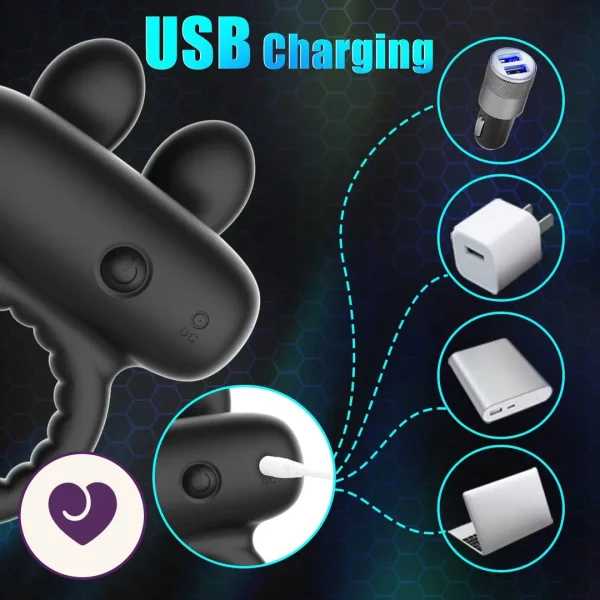 Rabbit Ear Vibrating Cock Ring with 10 Modes