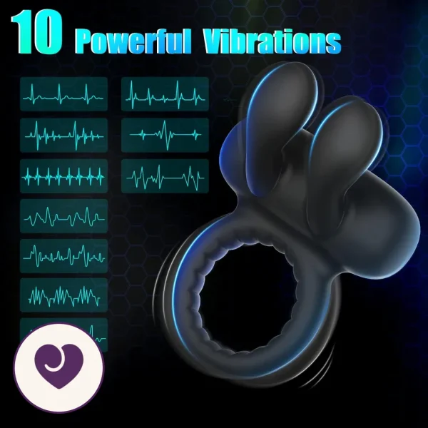 Rabbit Ear Vibrating Cock Ring with 10 Modes