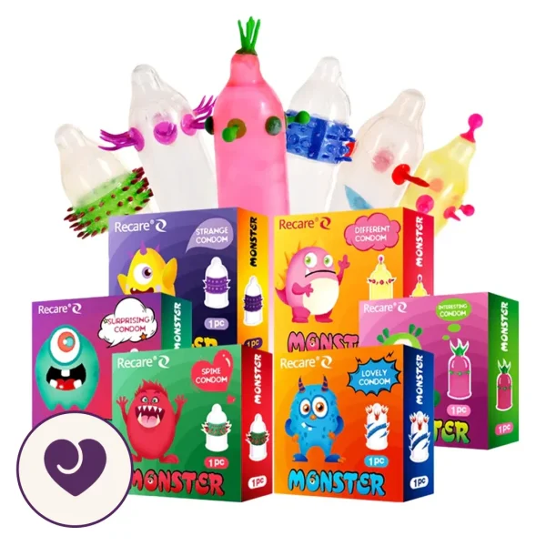 Recare Monster Novelty Ribbed Condom Variety Pack