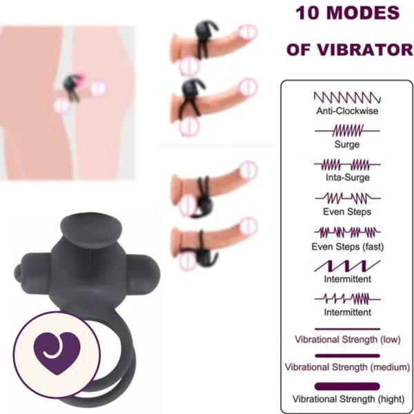 Rechargeable 10-Mode Couples Ring Vibrator