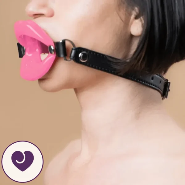 Red Lip Open Mouth Silicone Gag With Adjustable Strap