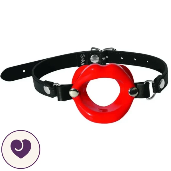Red Lip Open Mouth Silicone Gag With Adjustable Strap