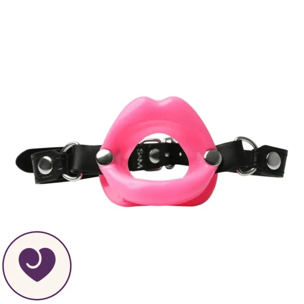 Red Lip Open Mouth Silicone Gag With Adjustable Strap