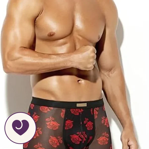 Red Rose Sheer Mesh Boxer Brief for Men