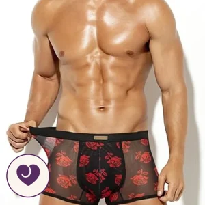 Red Rose Sheer Mesh Boxer Brief for Men
