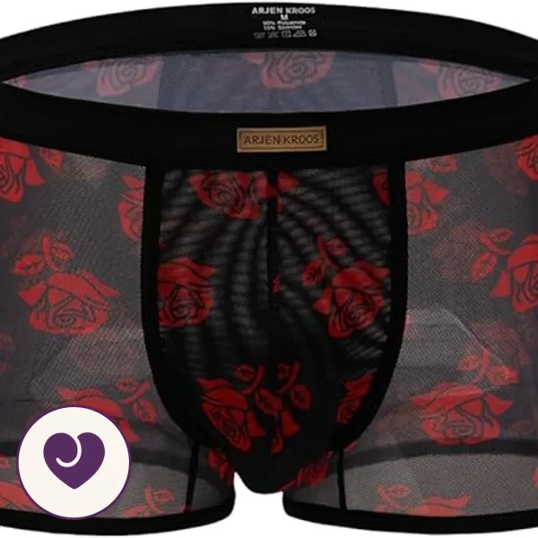 Red Rose Sheer Mesh Boxer Brief for Men