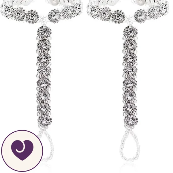 Rhinestone Tassel Anklet with Attached Toe Ring