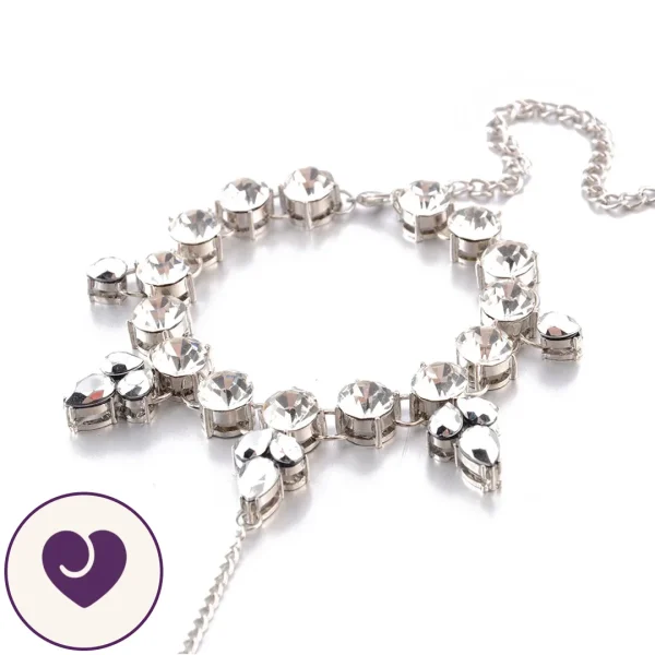 Rhinestone Tassel Anklet with Attached Toe Ring