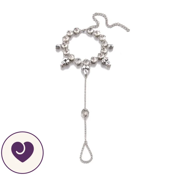 Rhinestone Tassel Anklet with Attached Toe Ring