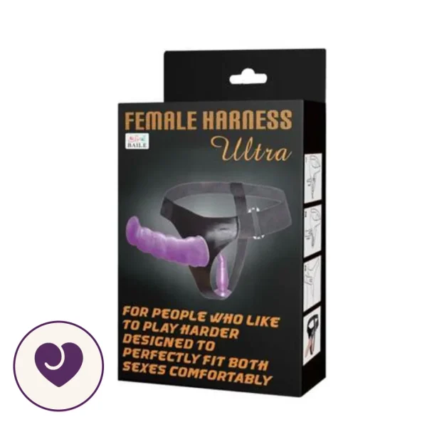 Ribbed Double-Ended Strap-On Set in Purple and Black