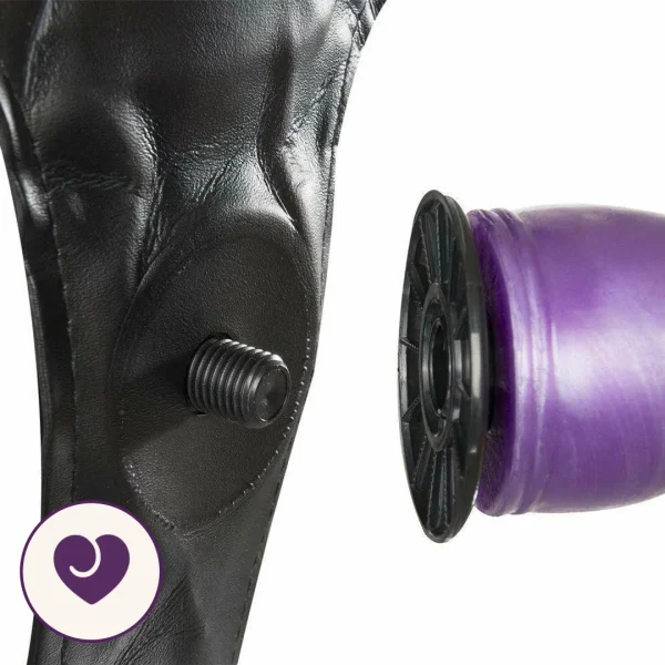 Ribbed Double-Ended Strap-On Set in Purple and Black