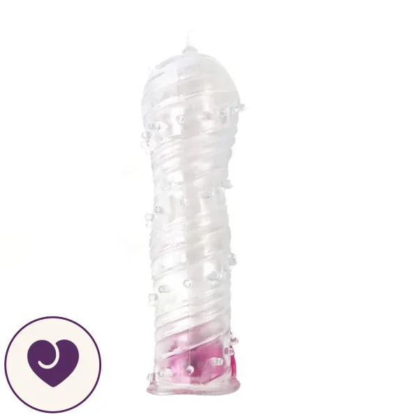 Ribbed Vibrating Reusable Penis Sleeve