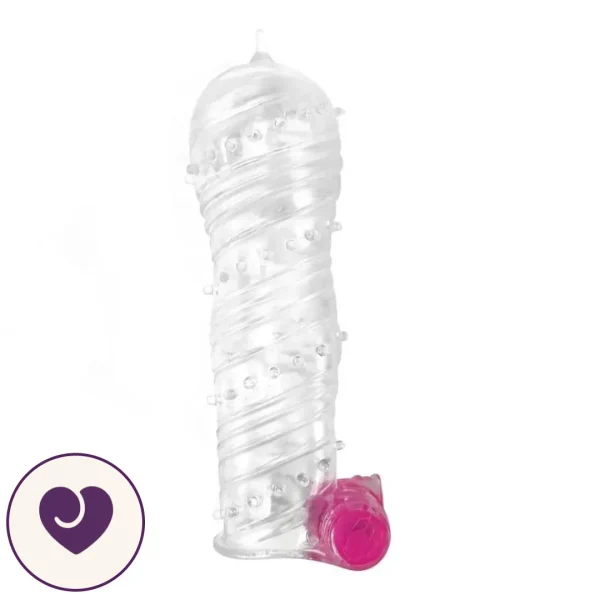 Ribbed Vibrating Reusable Penis Sleeve