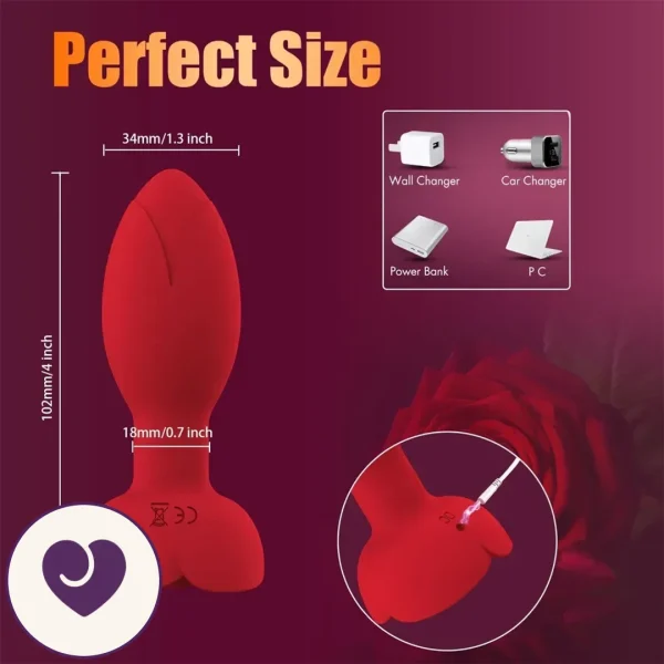 Rose Butt Plug With 10 Vibration Modes and App Control