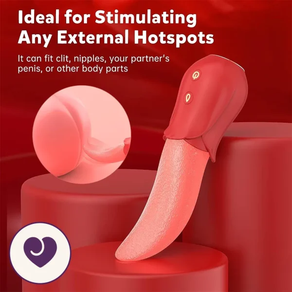 Rose Dual-Motor Vibrator With Tongue Licking Stimulation