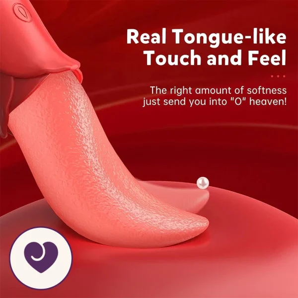 Rose Dual-Motor Vibrator With Tongue Licking Stimulation