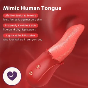 Rose Dual-Motor Vibrator With Tongue Licking Stimulation