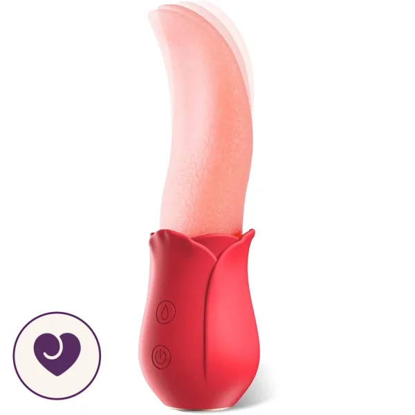 Rose Dual-Motor Vibrator With Tongue Licking Stimulation