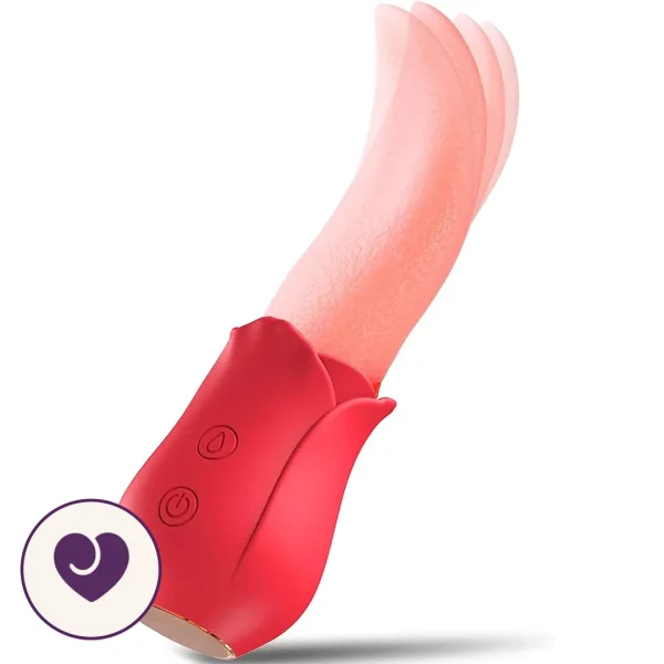 Rose Dual-Motor Vibrator With Tongue Licking Stimulation