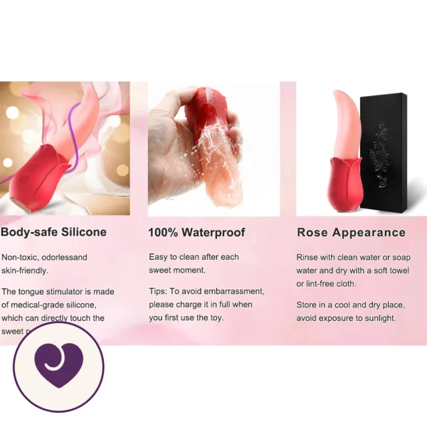 Rose Dual-Motor Vibrator With Tongue Licking Stimulation