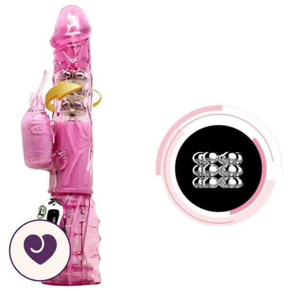 Rotating Rabbit Vibrator with Steel Beads and 10 Functions