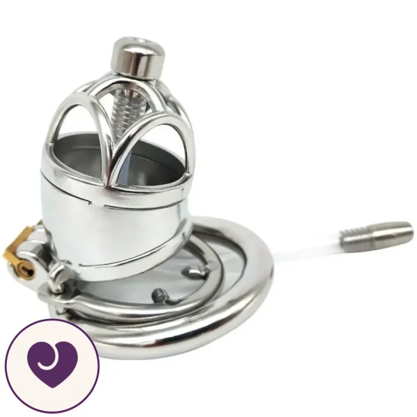 Stainless Steel Chastity Cage with Catheter