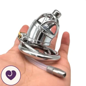 Stainless Steel Chastity Cage with Catheter