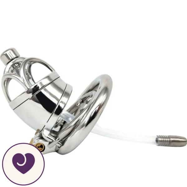 Stainless Steel Chastity Cage with Catheter