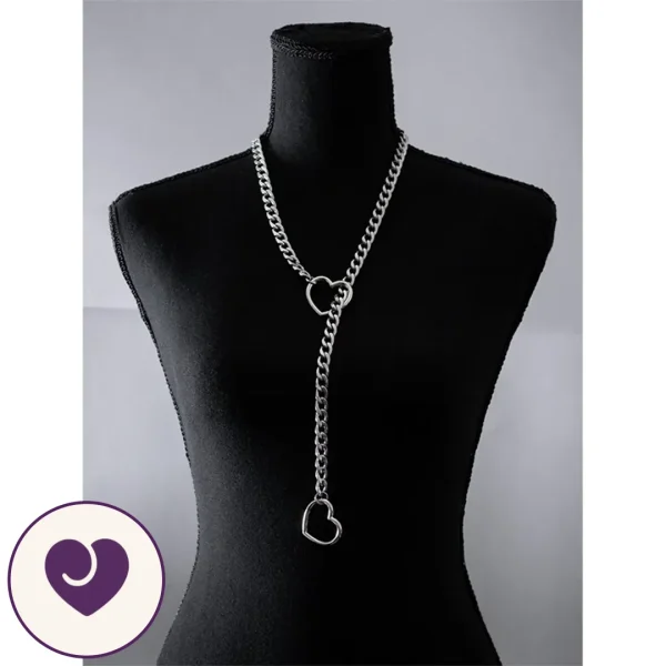 Stainless Steel Heart Choker with Leash