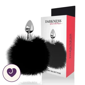 Steel Anal Plug With Black Pom Pom Tail