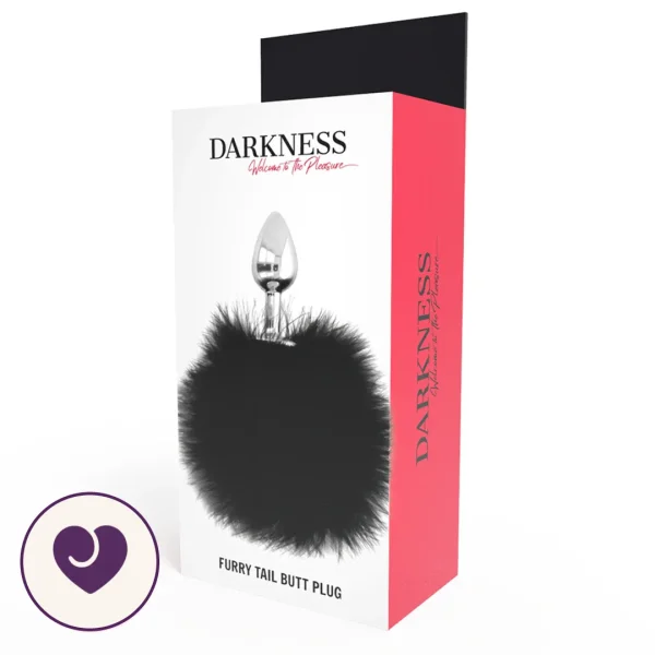Steel Anal Plug With Black Pom Pom Tail
