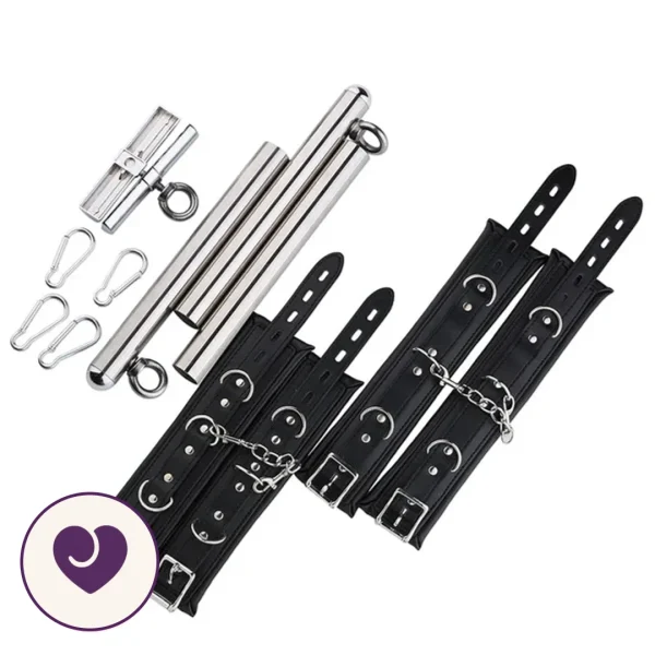 Steel Spreader Bar with Four Padded Leather Cuffs