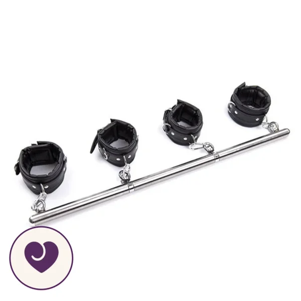 Steel Spreader Bar with Four Padded Leather Cuffs