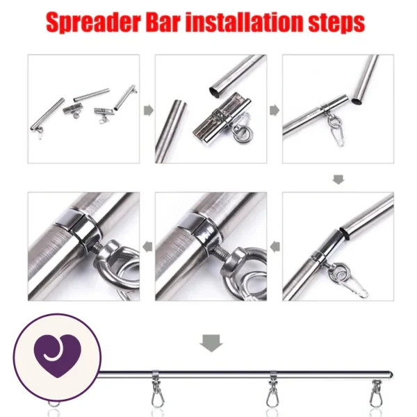 Steel Spreader Bar with Four Padded Leather Cuffs